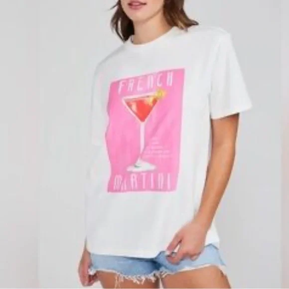 Wildfox Boutique French Martini Graphic Tee Shirt Top Small - Picture 3 of 7